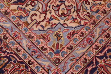 handmade Traditional Kashan Red Purple Hand Knotted RECTANGLE 100% Wool Pile area rug 8x12